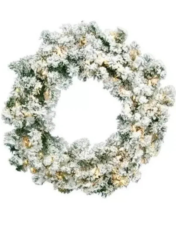 Flocked Norway Pine Wreath 36 in. Staylit