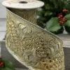 Gold Crystal Trellis 4 in. x 5 yd. Metallic Dupion Gold/Platinum