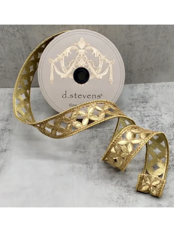 Metallic Floral 1.5 in. x 10 yd. Gold