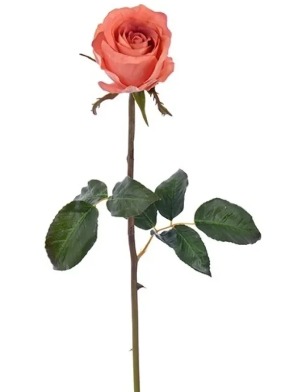 Natural Touch Rose Bud Pick 20.5 in. Salmon