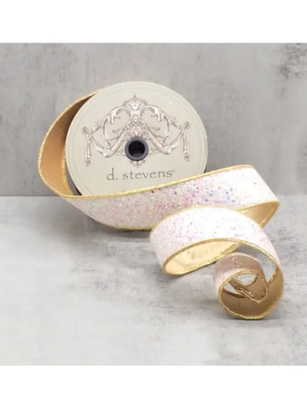 Sugar Plum Icy Glitter 1.5 in. x 10 yd. Iridescent W/ Gold Dupion