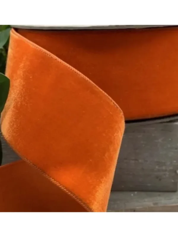 Velvet 4 in. x 10 yd. Bright Orange Faux Dupion Back