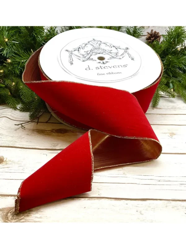 Velvet 4 in. x 100 yd. Red W/ Gold Back