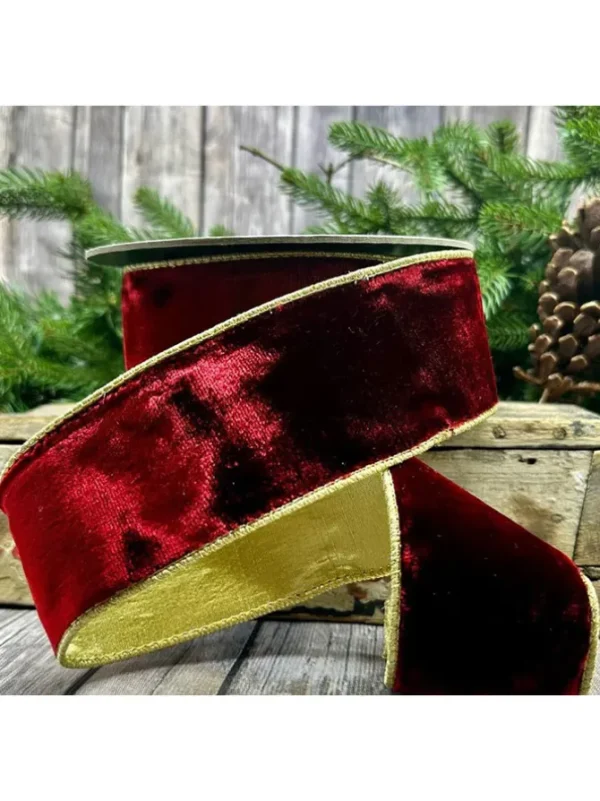 Velvet 2.5 in. x 10 yd. Ruby w/ Gold Back